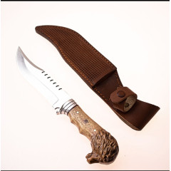 Aslanbaşı Kabzeli  Kamp Avcı Bıçağı 28cm-(İsviçre Çakısı Hediyeli)