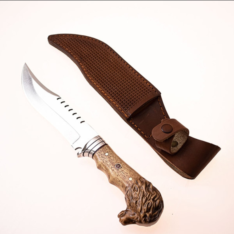 Aslanbaşı Kabzeli  Kamp Avcı Bıçağı 28cm-(İsviçre Çakısı Hediyeli)