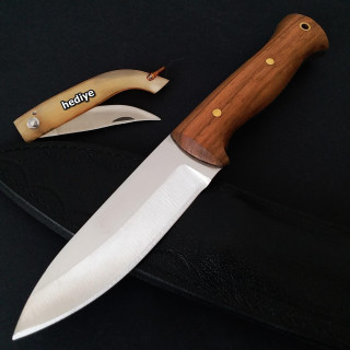 Bushcraft Ceviz Kök Doğa ve Kampçı Bıçağı-(İsviçre Çakısı Hediyeli)