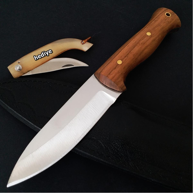 Bushcraft Ceviz Kök Doğa ve Kampçı Bıçağı-(İsviçre Çakısı Hediyeli)