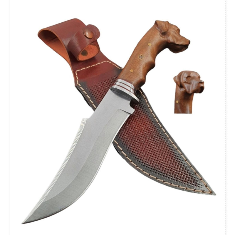 Köpekbaşlı Kamp ve Avcı Bıçağı (28cm)-(İsviçre Çakısı Hediyeli)